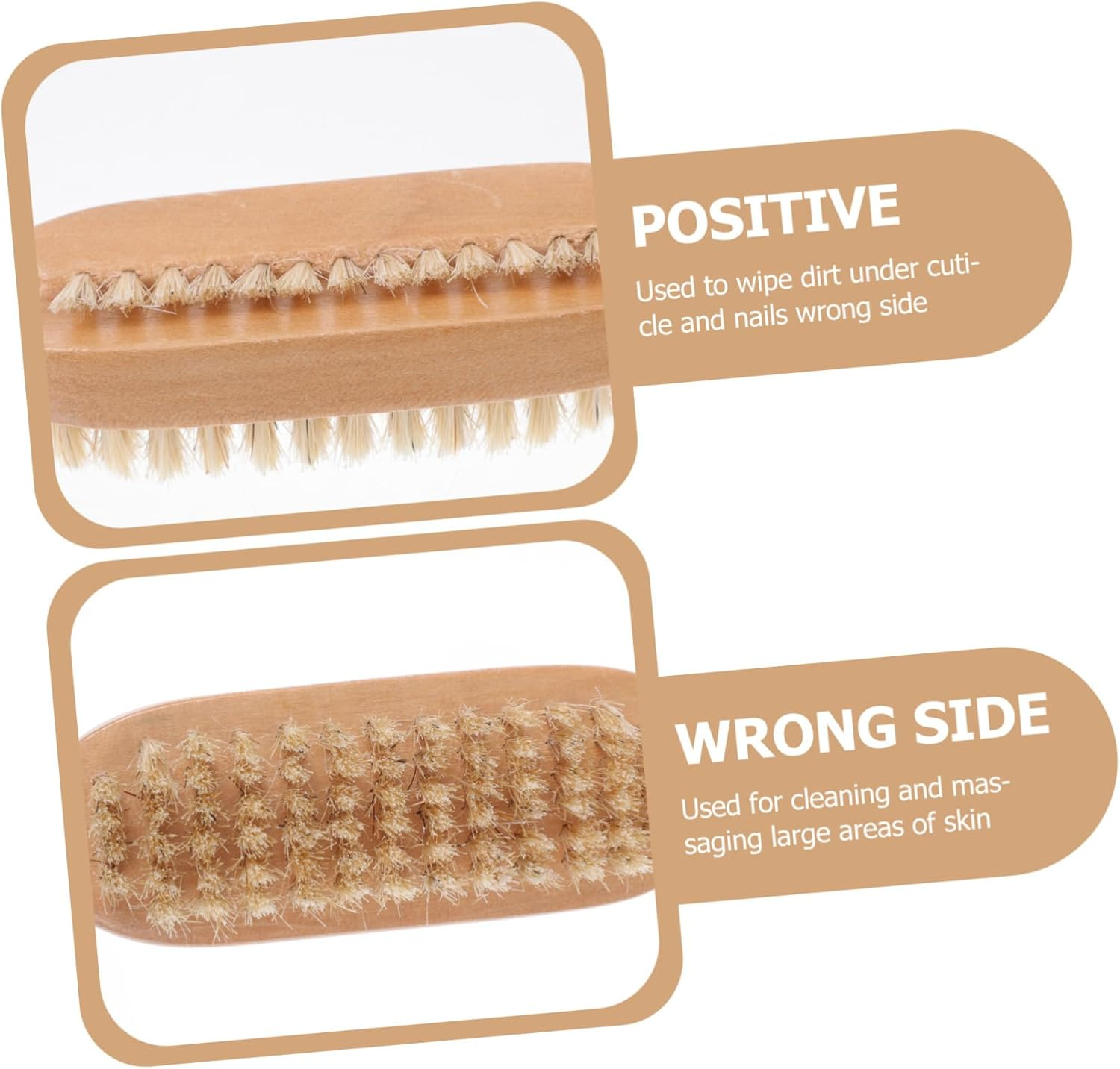 LOORGVEL 1Pc Wooden Nail Brush Natural Boar Bristles for Fingernail Cleaning Lightweight Design for Home Nail Care Art Wood image number 1