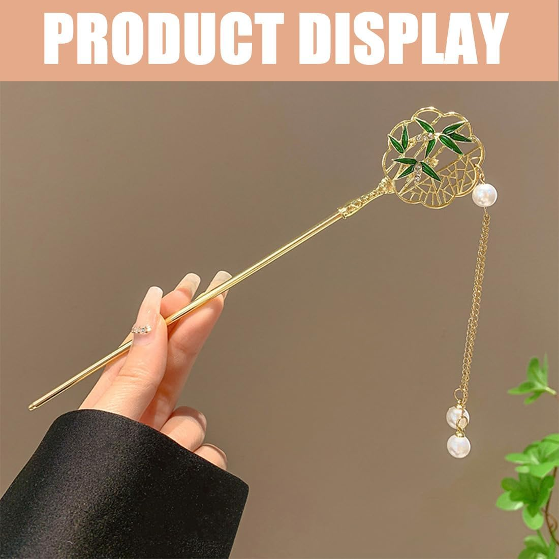 Antique Hairpin, 1 Piece Vintage Hair round Fan Bamboo Hair Sticks Hair Chinese Hair Pins Old Hair Clip for Decorative Hair Solid Hairstyle image number 5