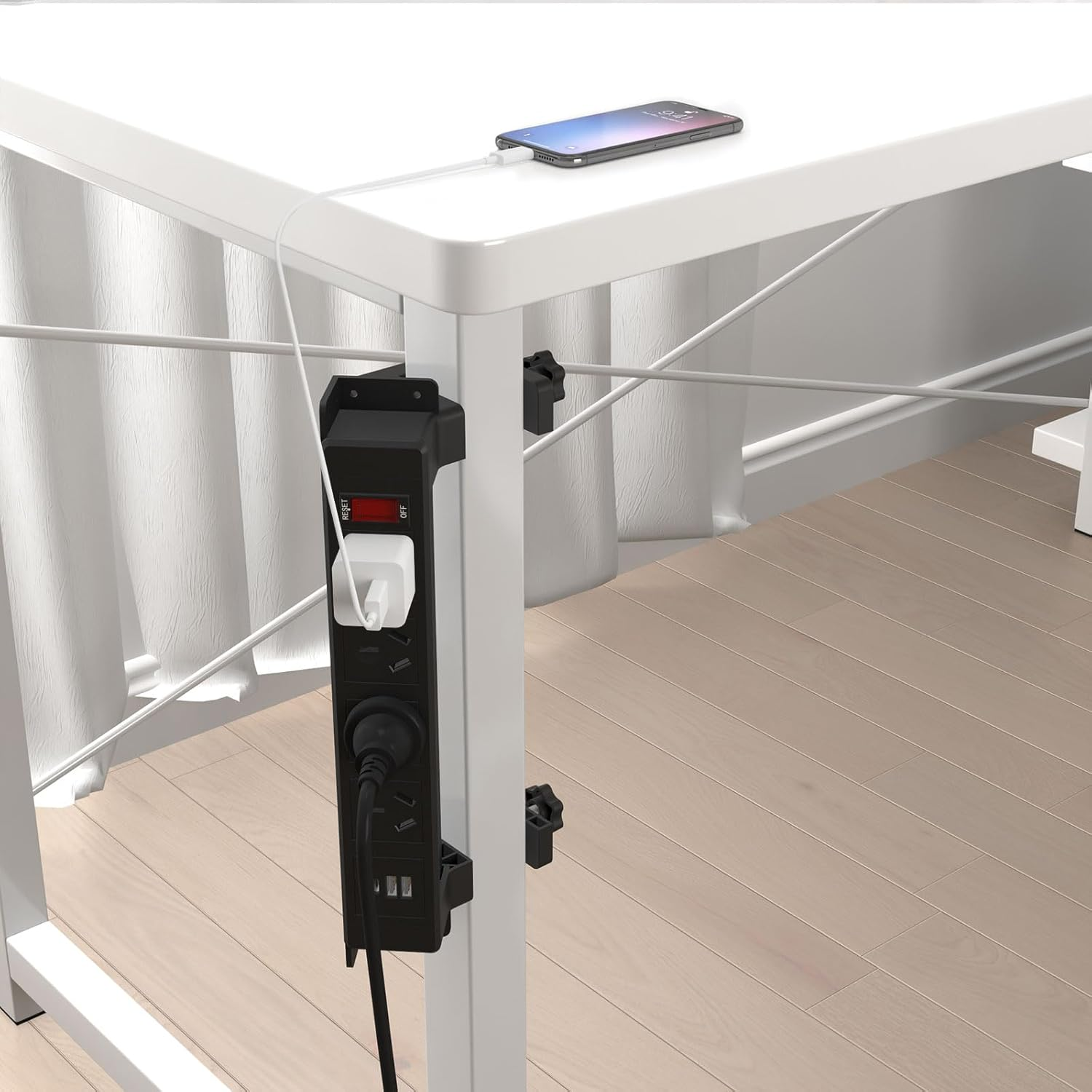 Desk Clamp Power Strip AU Plug, 4 AU Outlets, USB & Type-C Ports, Stable Dual-Clamp Desktop Edge Mount Computer Accessories for Desk Power Strip Clamp on Desk Shelf, Secure Desk Organizer, 1.8M Cable image number 1