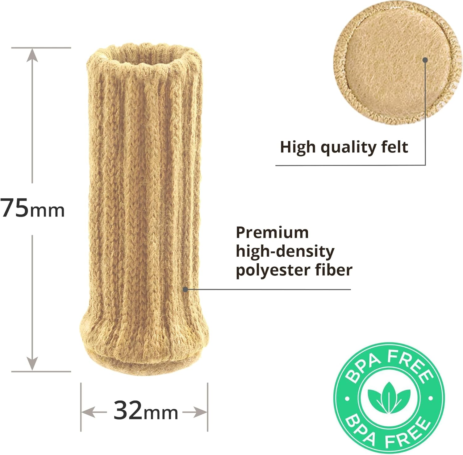 Chair Leg Socks X-PROTECTOR &ndash; 16 PCS Furniture Socks &ndash; Chair Covers for Legs 25-50 Mm - Chair Leg Floor Protectors &ndash; Beige Hardwood Floor Protectors &ndash; Knitted Chair Feet Socks &ndash; Shape Doesn'T Matter! image number 5