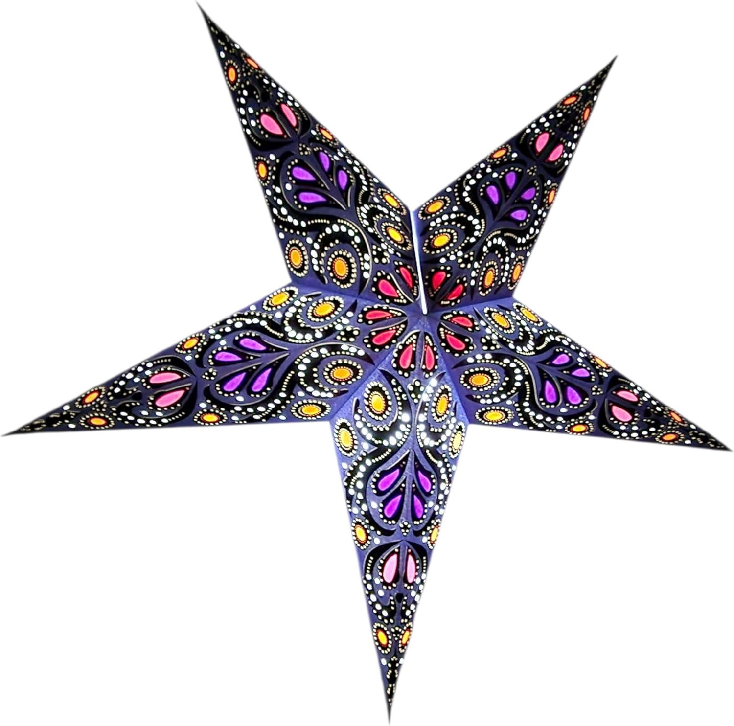 YEPSIO Lantern Lampshade Paper Star Light Shades Large 60Cm Hanging Decorations for Christmas Wedding Home Decoration Birthday Party Foldable 5 Pointed Star (Red, Black, Yellow)