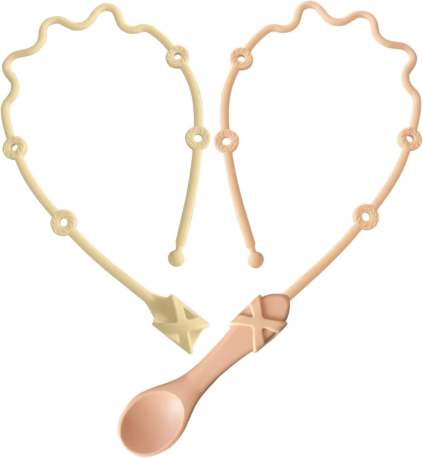 Baby Spoons Self Feeding 6+ Months Holder Strap Highchair Accessories- Feeding Aid for Keep Spoon and Forks Set Close at Hand and off the Ground(Green)-No Spoon