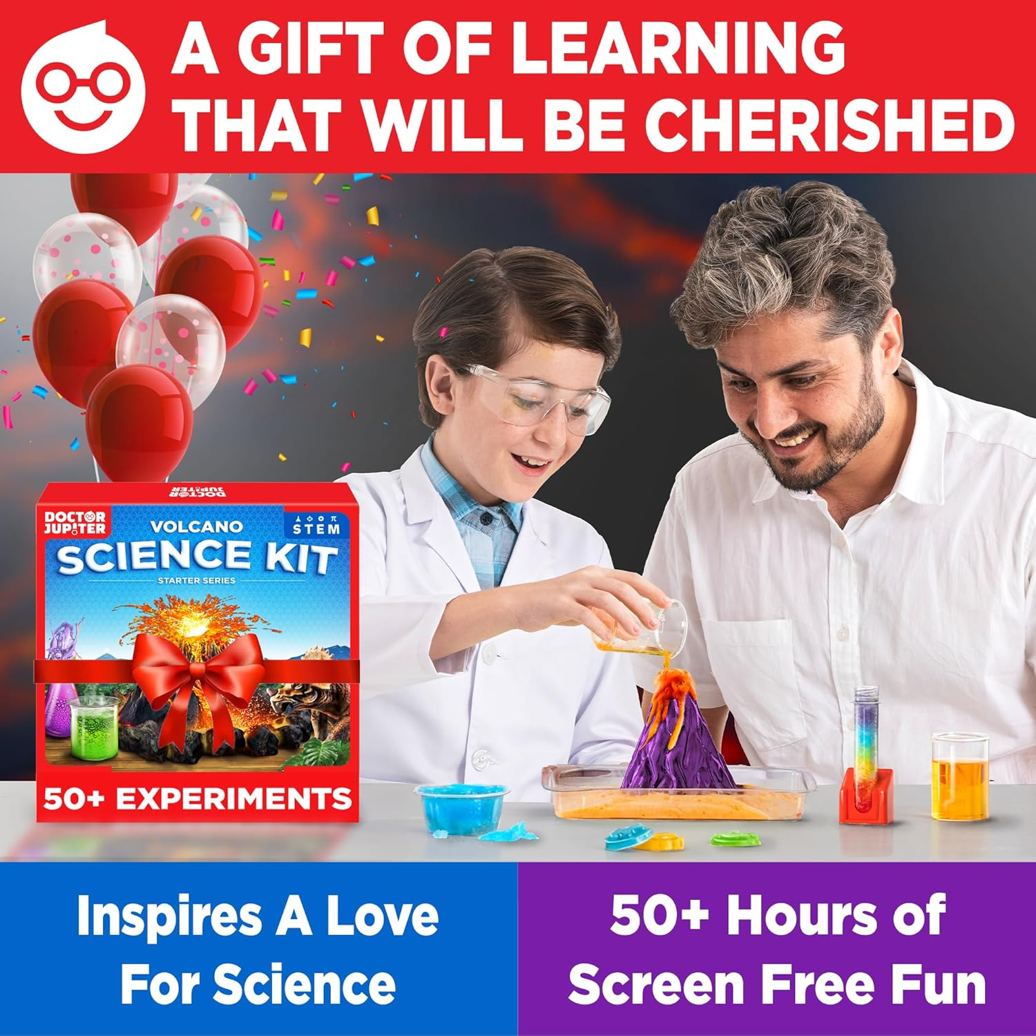 Doctor Jupiter Volcano Science Kit for Kids Ages 6-8-10-12-14| Easter, Birthday Gift Ideas for 7,8,9,10,11,12,13,14 Year Old Boys & Girls| STEM Learning & Educational Toys with 50+ Experiments image number 3