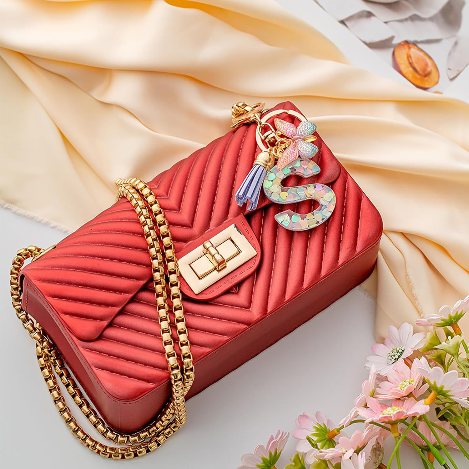 Letter Keychains for Girls Butterfly Keychain Key Ring Women image number 5