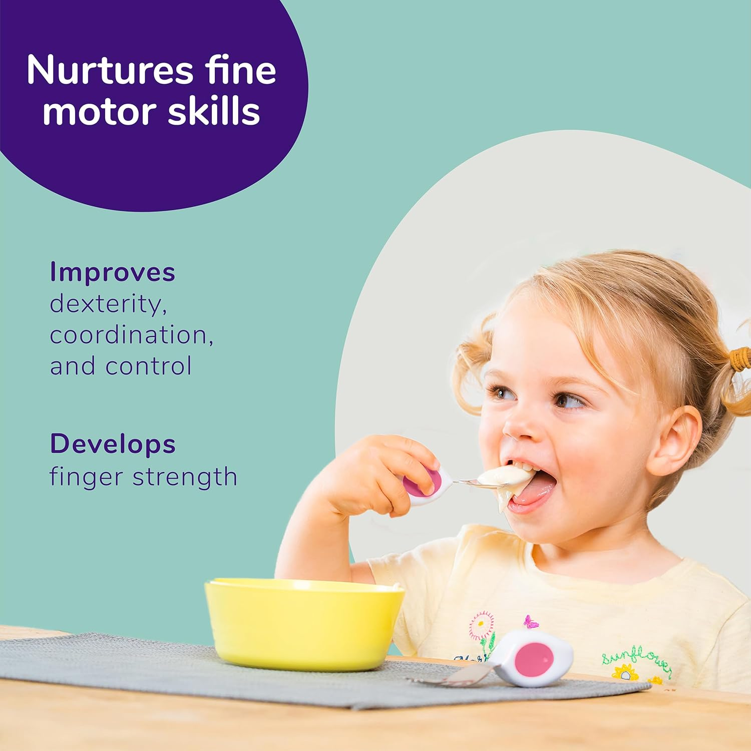 Doddl Baby Toddler Cutlery Set | Self-Feeding Spoon & Fork | Ergonomic 12M+ Kids Set | BPA Free | Easy Grip | Baby Led Weaning | Build Confidence & Fine Motor Skills | Indigo