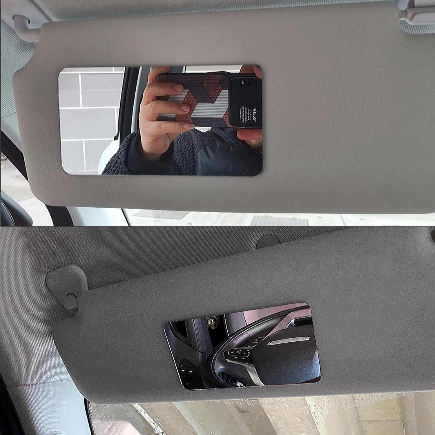 2 Pack Car Sun Visor Makeup Mirrors, Auto Self-Adhesive HD Glass Cosmetic Vanity Mirror for Vehicle Travel, Automotive,Truck,Suv image number 1