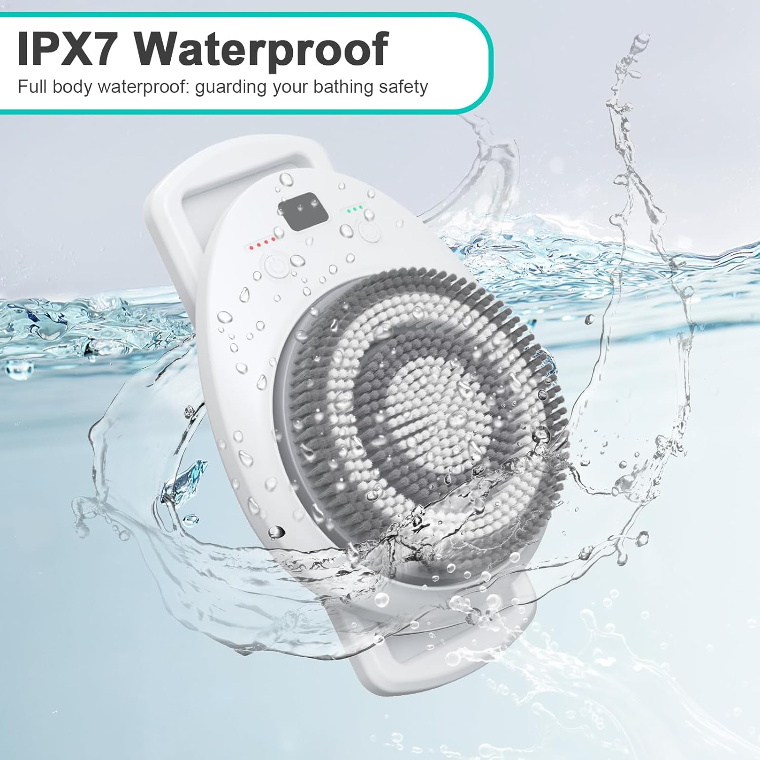 Electric Shower Brush for Body, Wall Mounted Back Scrubber, Rechargeable Exfoliating Bath Brush with Soft Bristles, 3 Speed Adjustment, 360&deg; Automatic Rotation, Deep Cleansing (Single Brush Head) image number 3