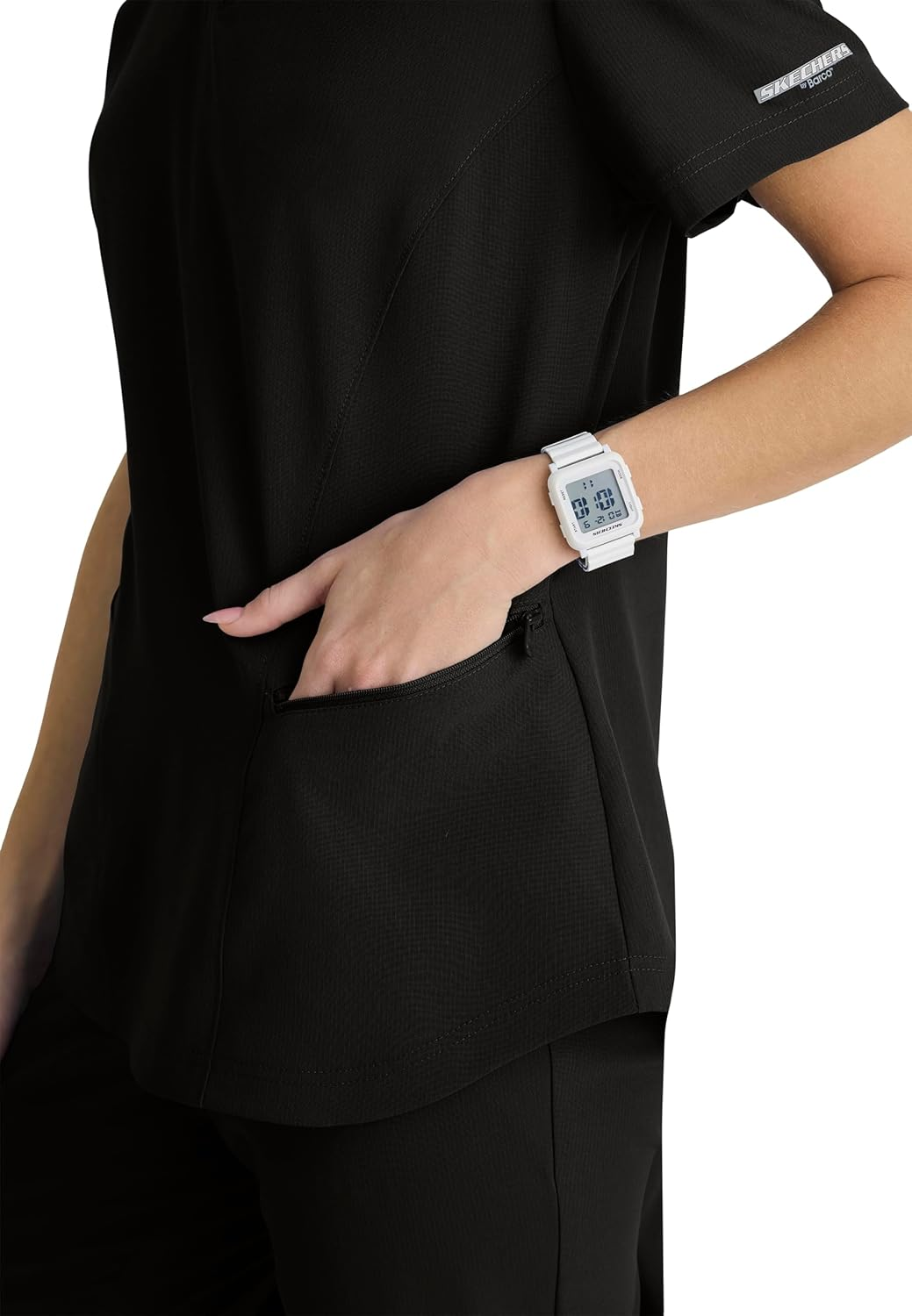 BARCO Skechers Vitality Electra Scrub Top for Women - V-Neck Medical Top, 4-Way Stretch Women'S Scrub Top image number 5