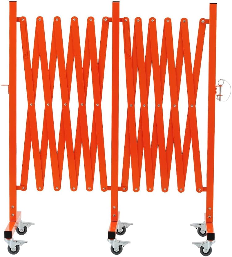 Industrial Expandable Metal Barricade, Safety Barrier with Casters, Flexible Mobile Gate, Adjustable Traffic Fence, 5 Meters, Yellow and Black