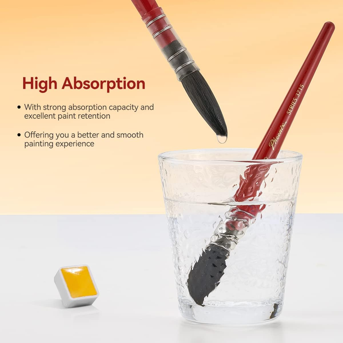 Lightwish Watercolor Brushes Set, Synthetic Squirrel Hair Paint Brushes Kit for Artists, Adults, and Hobbists, Pointed round Mop Brush for Watercolor, Gouache,4 Pcs image number 3