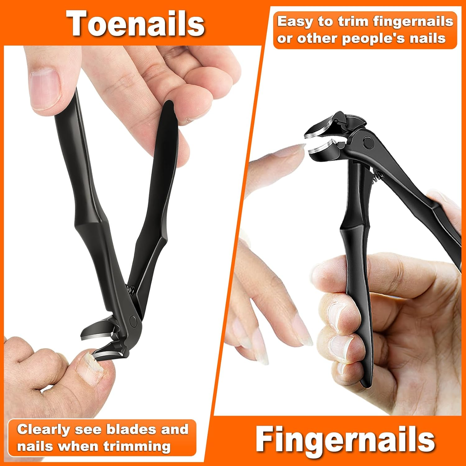 DRMODE Long Handled Toenail Clippers for Seniors, Angled Head Ergonomic Toe Nail Clippers for Thick Nails for Seniors with Wide Jaw Opening, Heavy Duty Large Finger Nail Clipper Adult Men with Catcher image number 1