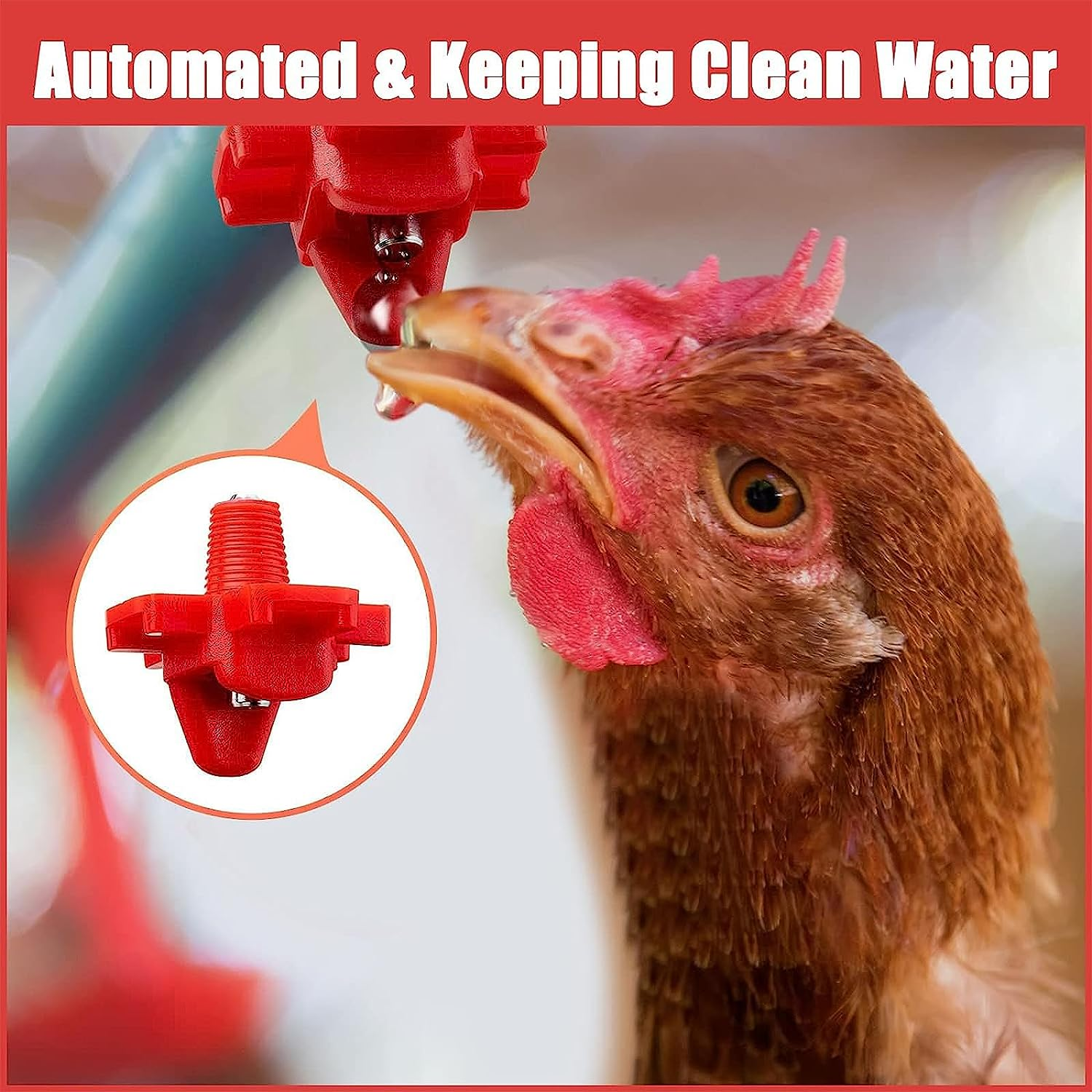Chicken Waterer Nipples Automatic Poultry Nipples Horizontal Side Mount Chicken Drinkers Automatic with Drill Bit, Chick Waterer for Poultry Chicken Quail Duck (24 Pcs)