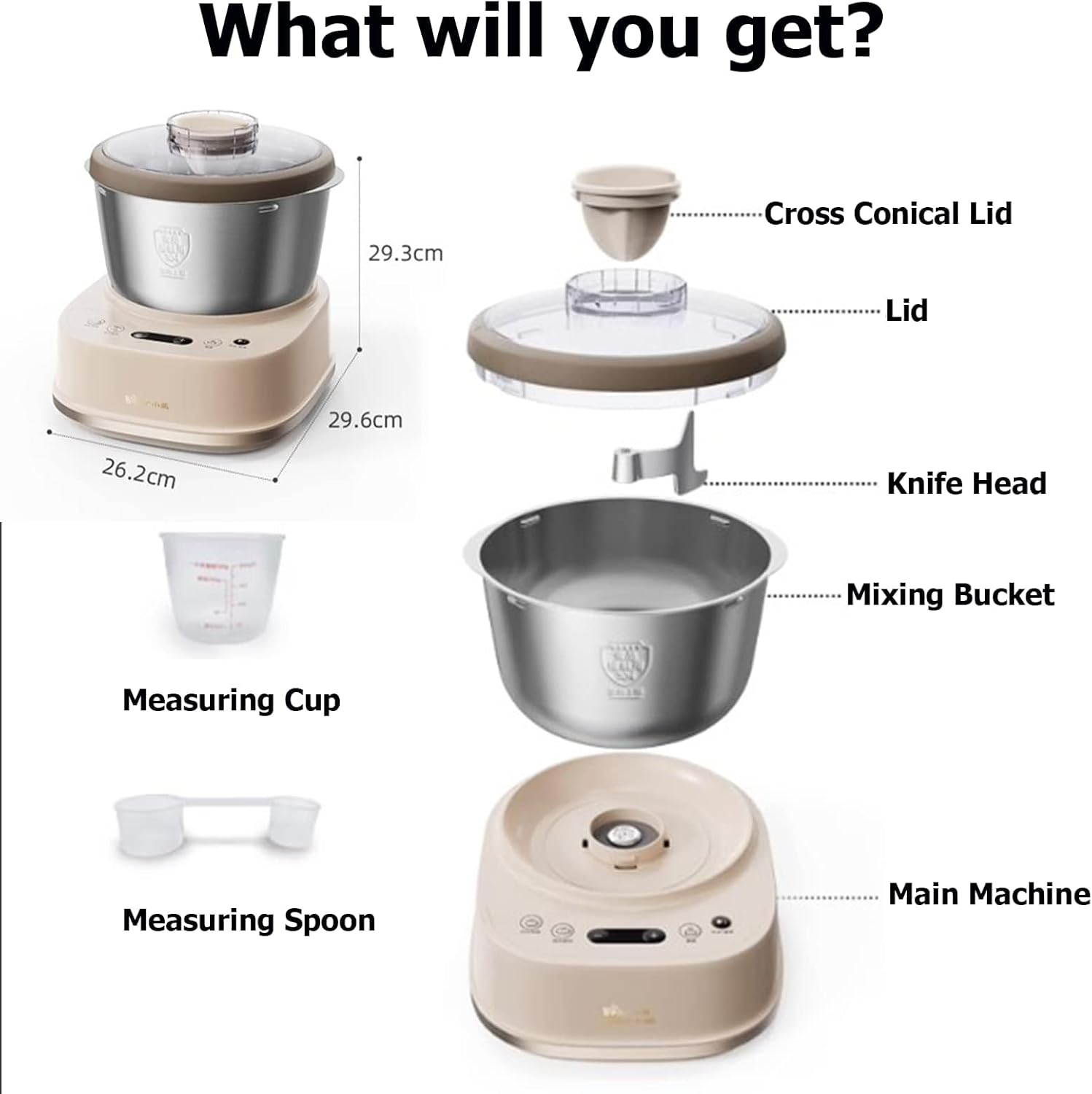 Upgrade Electric Dough Maker with Ferment Function, Microcomputer Timing, 2 Types of Dough Mixing Methods, Face-Up Touch Panel, 304 Stainless Steel, 5L, 200W (AU Adapter) image number 6