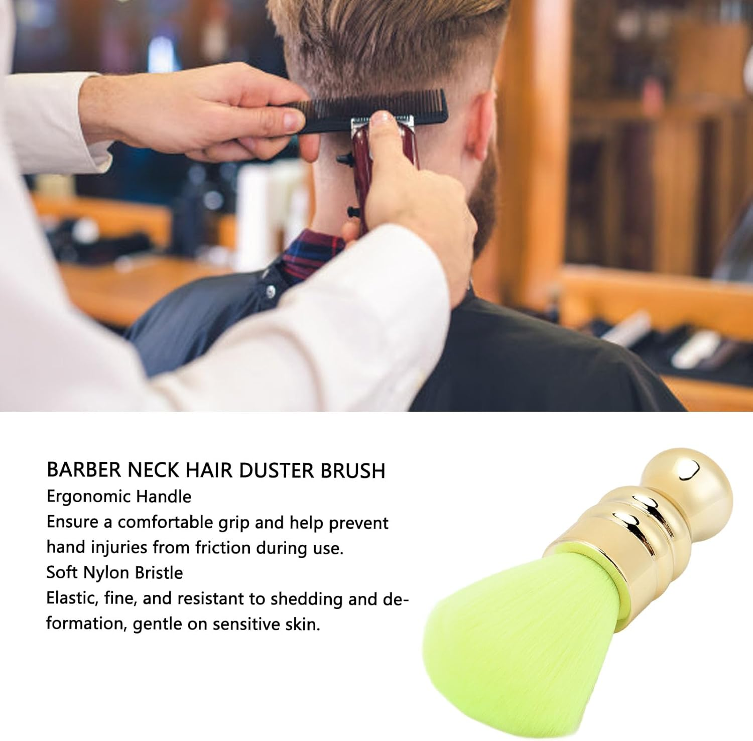 Barber Neck Hair Duster Brush, Soft Fibers Comfortable Grip Hair Cutting Cleaning Sweeping Duster Brush for Home, Hair Salon, and Barbershop
