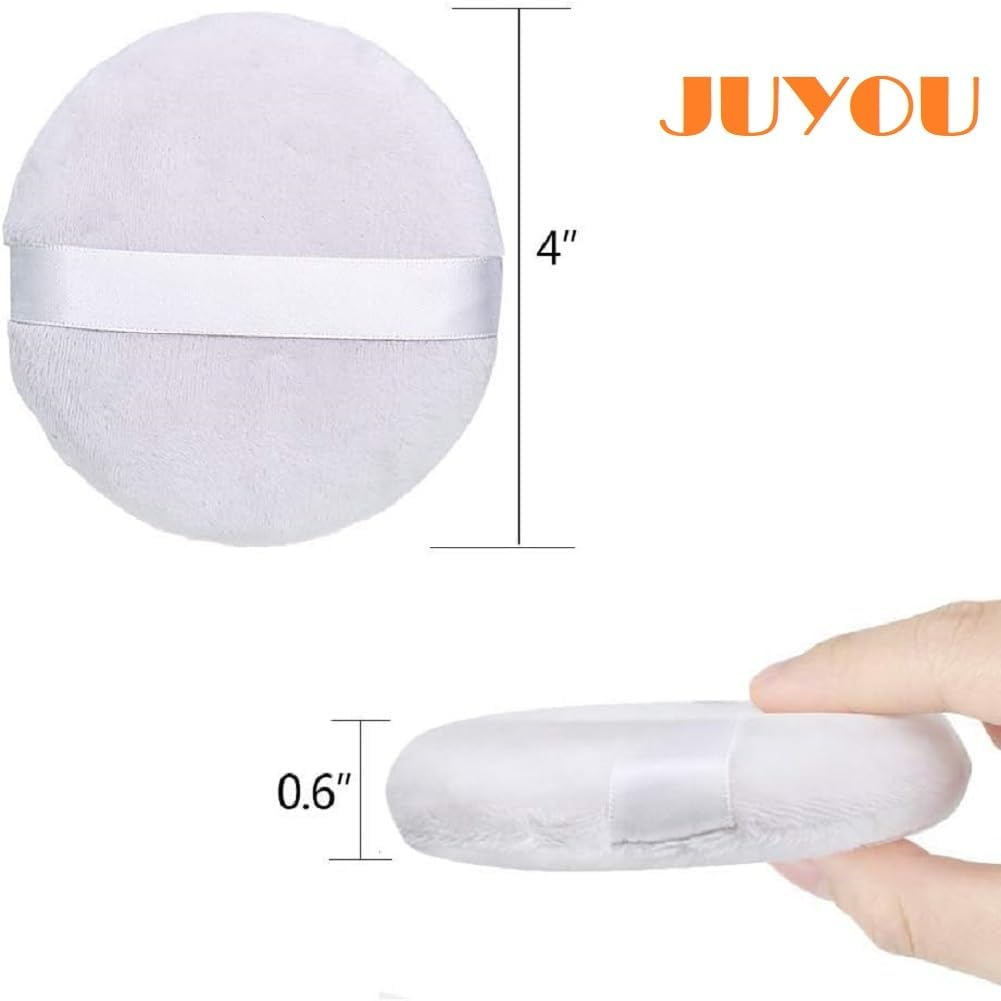 JUYOU 4'' / 10Cm Diam Powder Puff, Washable Large Body Puff, Soft & Furry,10 Pieces image number 3