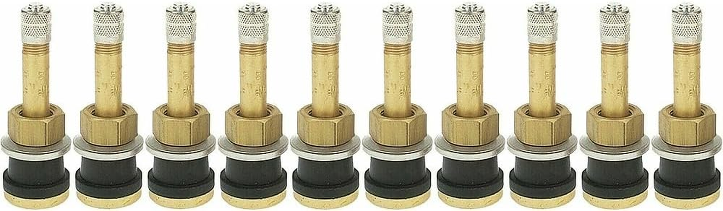 Lot of 10 TR500 2" Straight Brass Clamp-In Tubeless Truck Tire Valve Stems + Cap