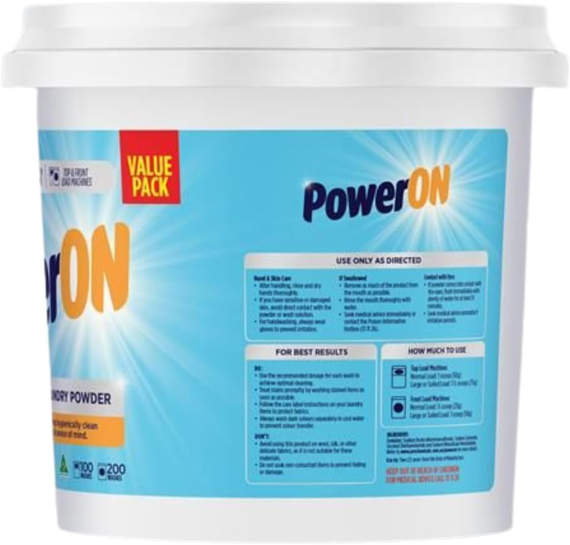 Poweron Antibacterial Laundry Powder - 5Kg - Cold Water Wash - Cool Clouds Fragrance - Australian Made - Advanced Powerful Formula image number 2