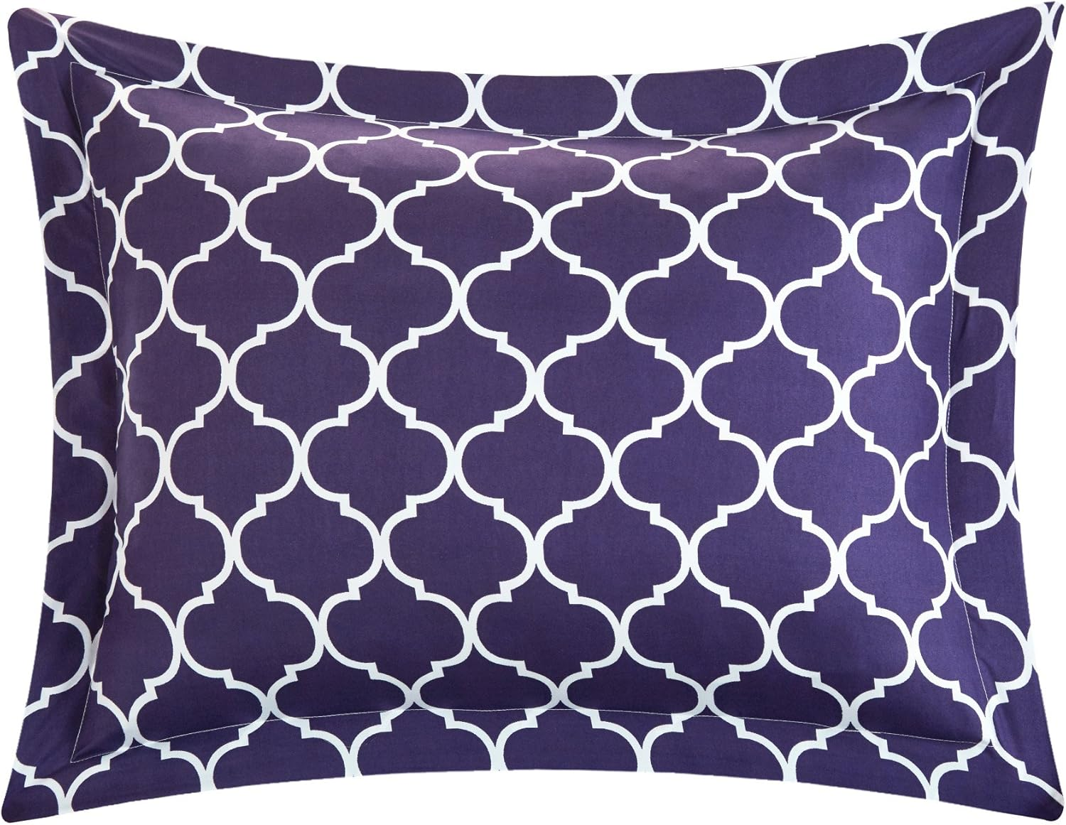 Chic Home Brooklyn 3 Piece Reversible Duvet Cover Set Geometric Diamond Fretwork Pattern Print Zipper Closure Bedding-Decorative Pillow Shams Included, King, Plum image number 3