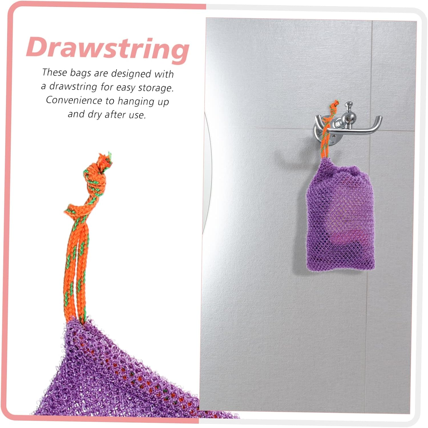 Minkissy 8Pcs Soap Foaming Net Exfoliating Foam Net Sisal Soap Bags Exfoliating Soap Bags Soap Bags Soap Pouch Exfoliating Soap Drying Soap Cleaning Net Face Nylon image number 4