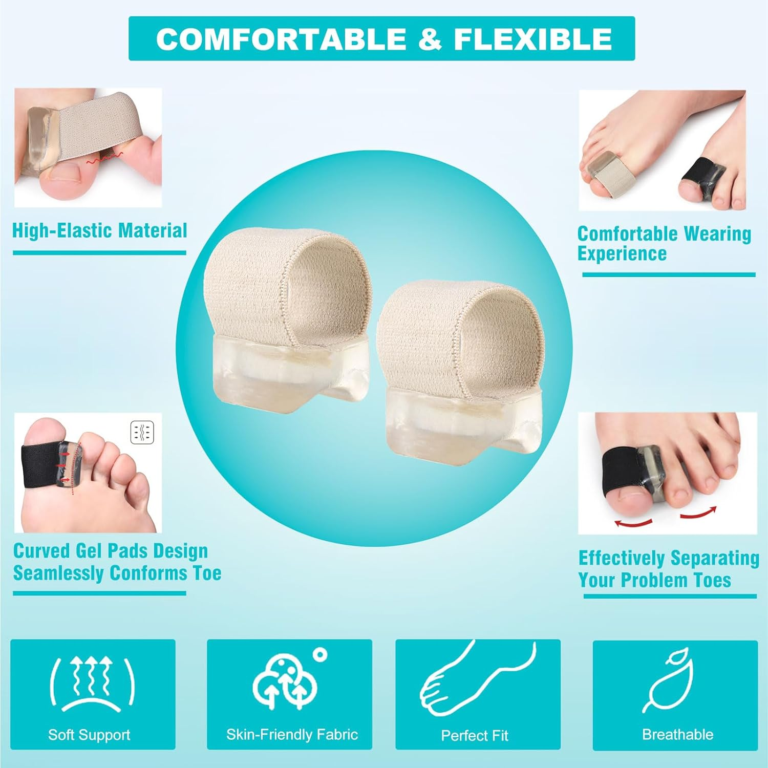 8 Pack Big Toe Spacer, Bunion Corrector for Women Men, Toe Separators for Overlapping Toes & Bunion Pain Relief image number 3