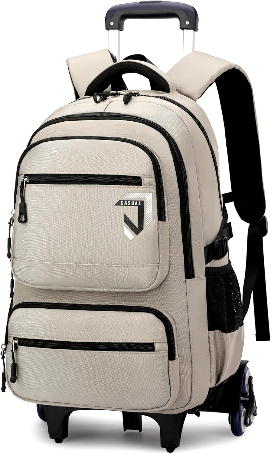 ETAISHOW Rolling Backpack for Boys Trolley Bookbag with Wheels for Adults Wheeled Luggage Laptop Backpack for Men - D 6 Wheels-Blue image number 4