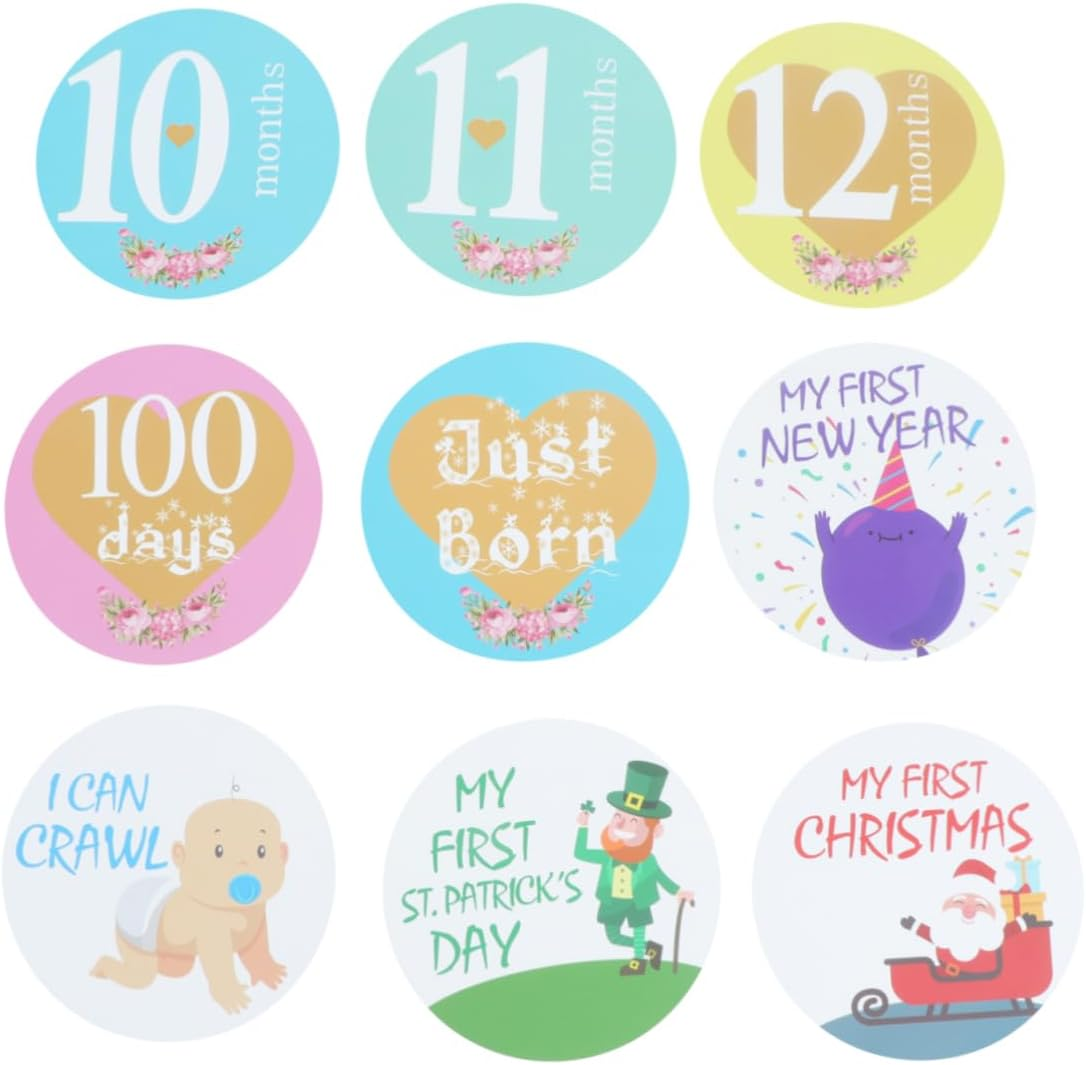 Kisangel 64Pcs First Year Milestone Stickers Monthly Growth Chart Holiday Decor for Parents image number 4
