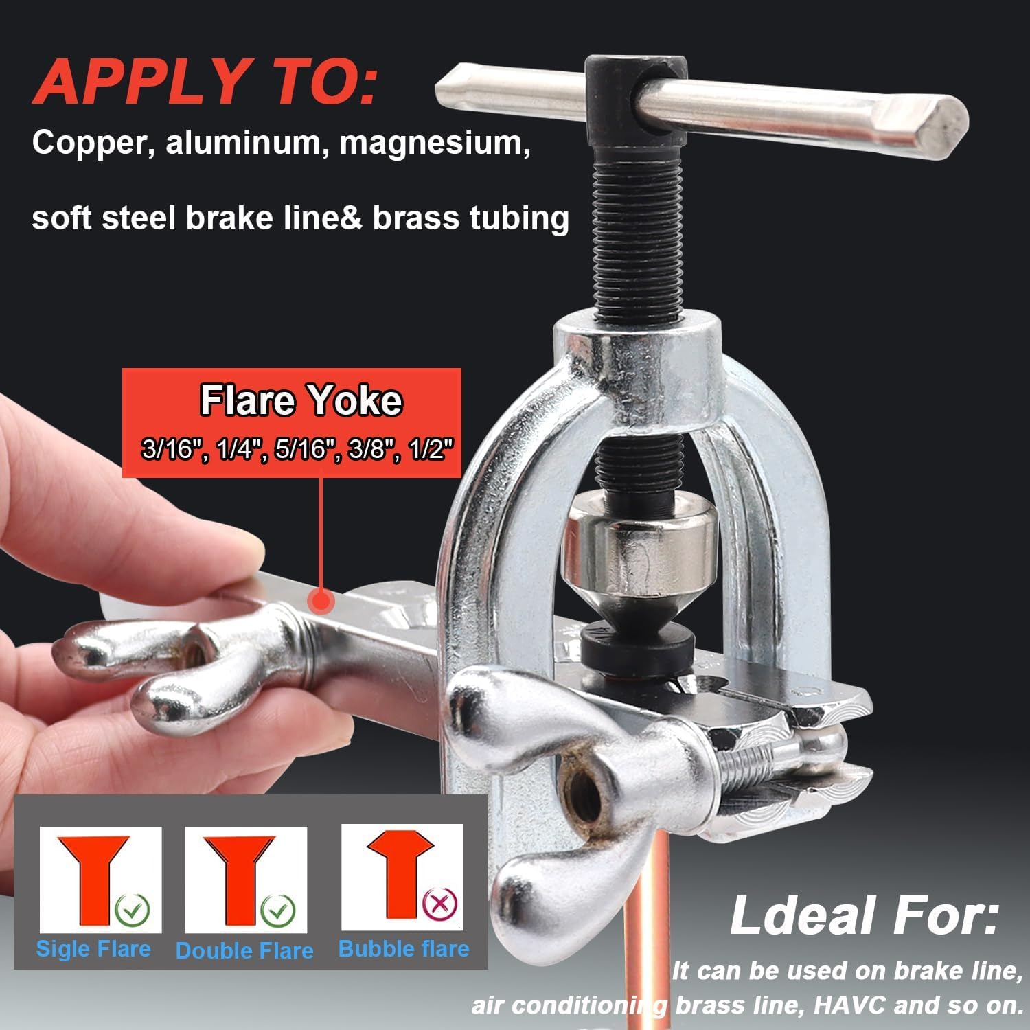 3/16 Copper Coated Brake Line Kit 25 Ft + Copper Aluminum Brake Line Double & Single Flaring Tool Kit,Consisting of 4 Unions Brake Line Fittings and 16 Fittings,45 Degrees image number 5