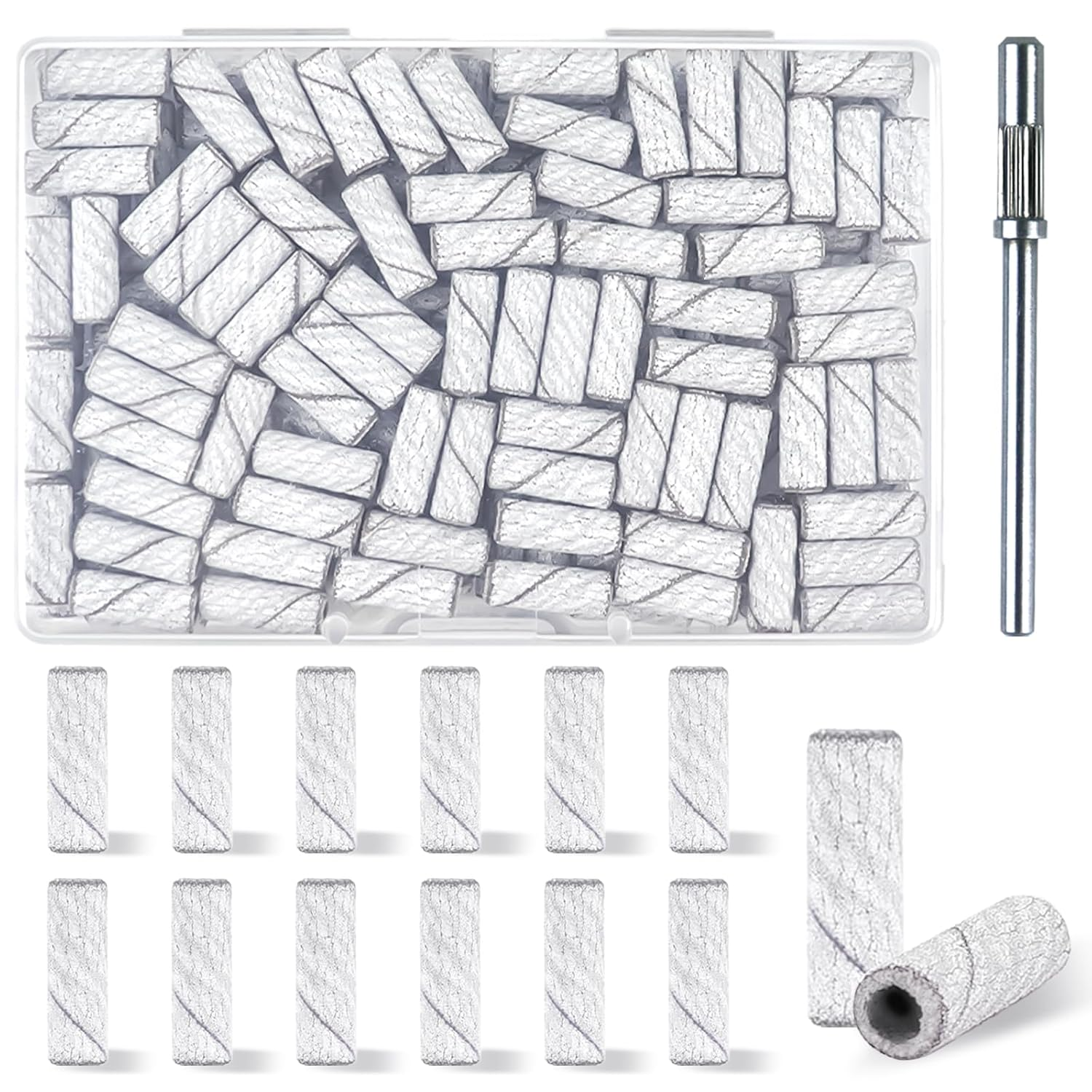 100 Pcs (240 Grit White) Small Sanding Bands Nail Drill Bit,Nail Drill Bits,Extreme Fine Grit Mini Sanding Band,Nail Bits,Upgrade 3.1Mm Mandrel Bits,Professional Nail Drill Bit for Acrylic Nails image number 6