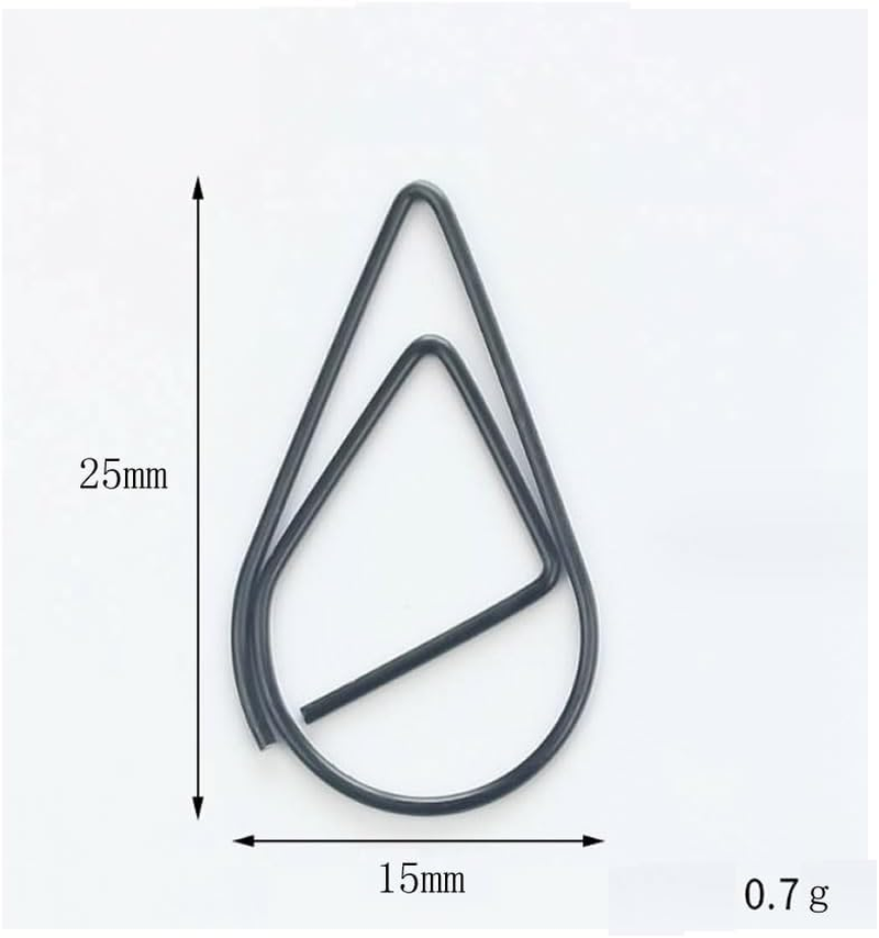 Black Paper Clips, 200 PCS Cute Drop-Shaped Stainless Steel Paper Clips, Tear Drop Shape Paper Clip for Office School Supplies Wedding Invitations Scrapbooking Crafts Bookmarks by DACUAN image number 2