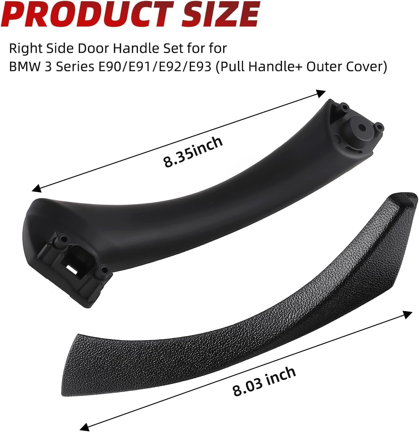 Compatible with BMW 3 Series E90/E91 Door Handle Replacement Kit,Outer Cover+Door Pull Handle Passenger Door Handle for BMW 316 318 320 323 325 328 330 335 (2004-2011)(Right,Pull Handle+Outer Cover) image number 3