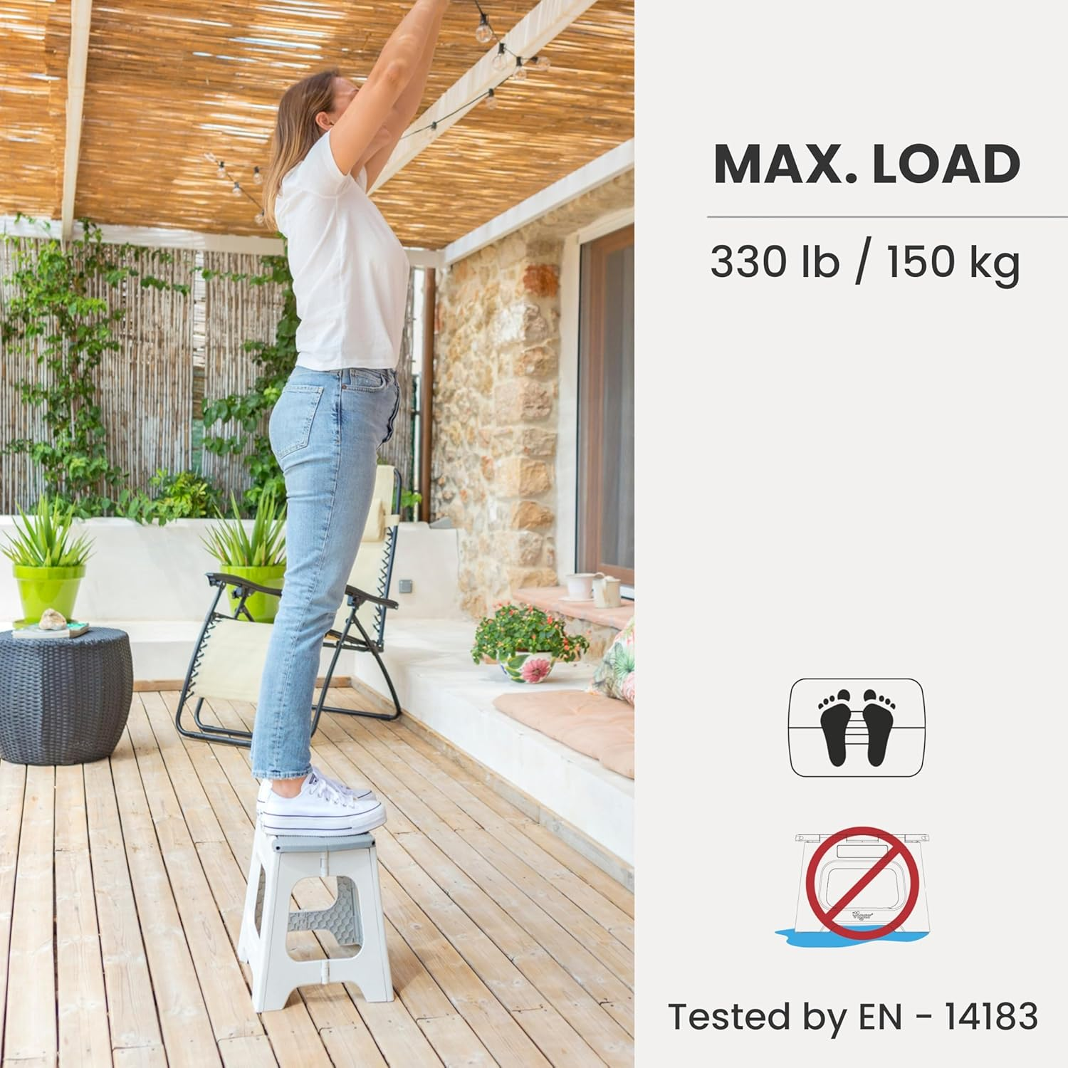 Vigar Zeroline Foldable Stool, 32 Cm Height, Grey image number 1