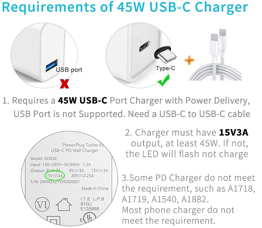 Surface Connect to USB-C Charging Cable Compatible for Microsoft Surface Pro7 Go2 Pro6 5/4/3 Laptop1/2/3 & Surface Book, Works with 45W 15V3A USBC Charger PD - 0.2 Meters (Black Female) image number 2