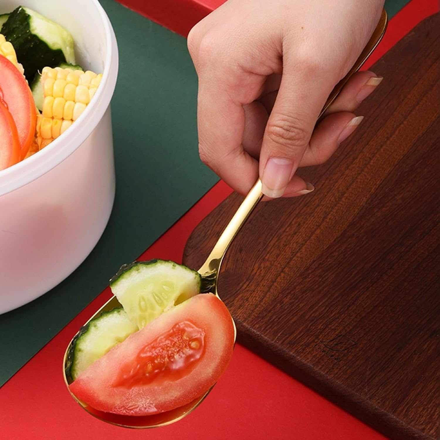 YSHIGUING 3 Pcs Stainless Steel Large Buffet Serving Spoons, Serving Spoons Large, Stainless Steel Soup Ladle Spoon, for Serving Kitchen Cooking Restaurant Banquet (Gold-11) image number 2