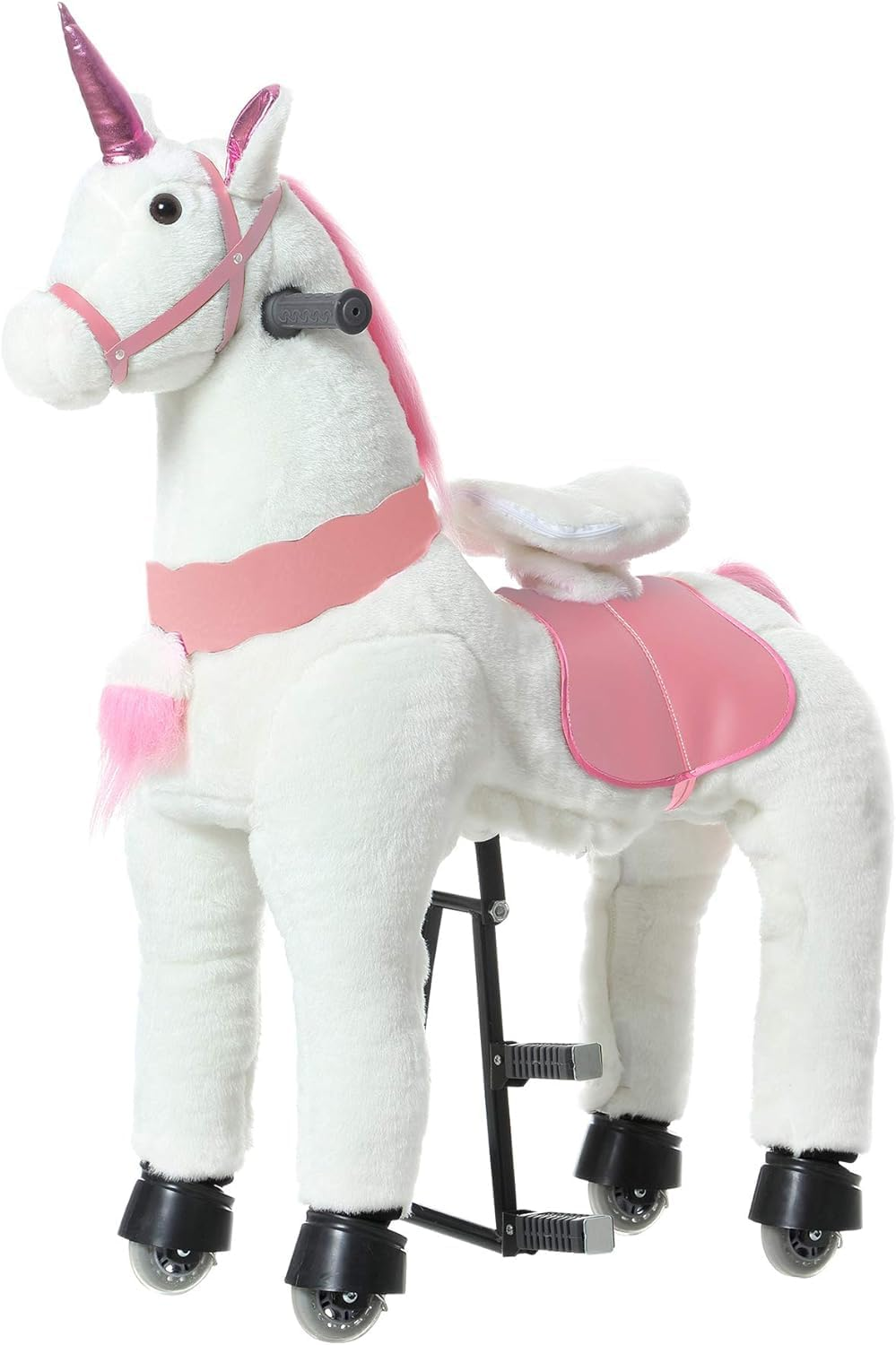 SWAGITLOUD PONYEEHAW Walking Horse Ride on Toy Plush Animal Pink Unicorn Small Size for Ages 3-6 Years