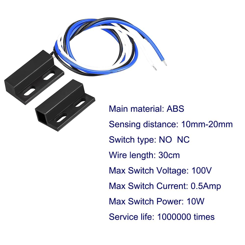 Gebildet 2 Sets Black Magnetic Switch Wiring NO/NC Recessed Door Sensor Hidden Window Contact Reed Switch for Access Control Replace Alarm System image number 3