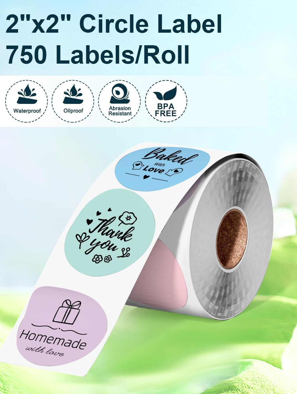 Phomemo Circle Labels- 2" Thermal round Multi Color Label for Barcode Label, DIY Logo Design, Small Business, Pink/Blue/Purple/Mint Green Compatible with Most of Shipping Label Printers, 400Pcs/Roll image number 3
