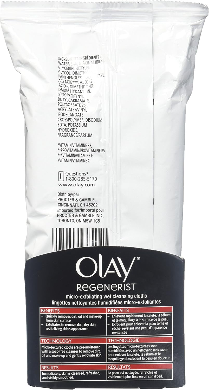 Olay Regenerist Micro-Exfoliating Wet Cleansing Cloths (Pack of 30) image number 1