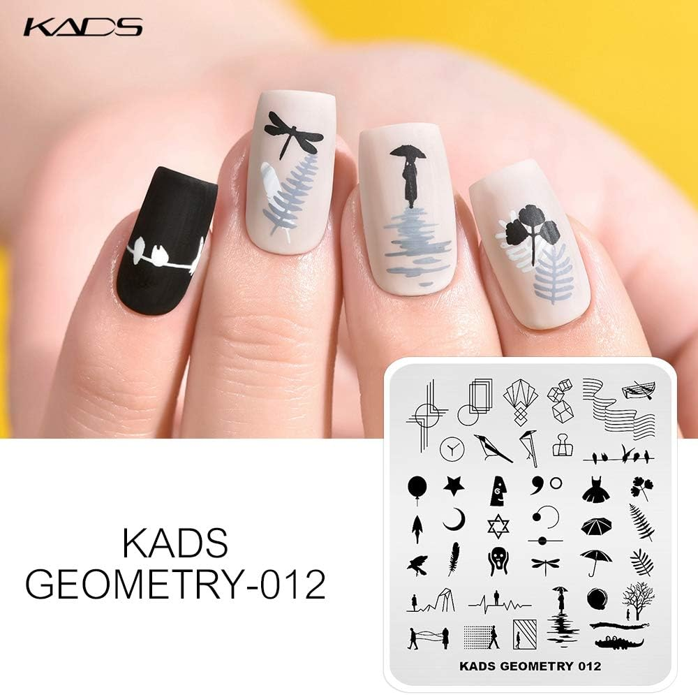 KADS 5Pcs Nail Stamp Plates Set Nails Art Stamping Plate Unique Irregular Geometry Pattern Nail Plate Template Image Plate