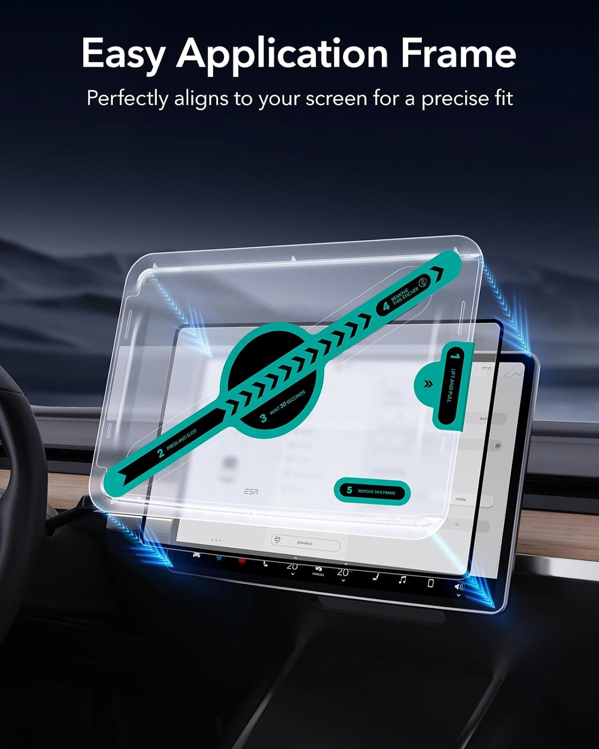 ESR for Tesla Model 3 Highland 2024 Screen Protector, Rear Seat Screen Tempered Protective Film image number 4