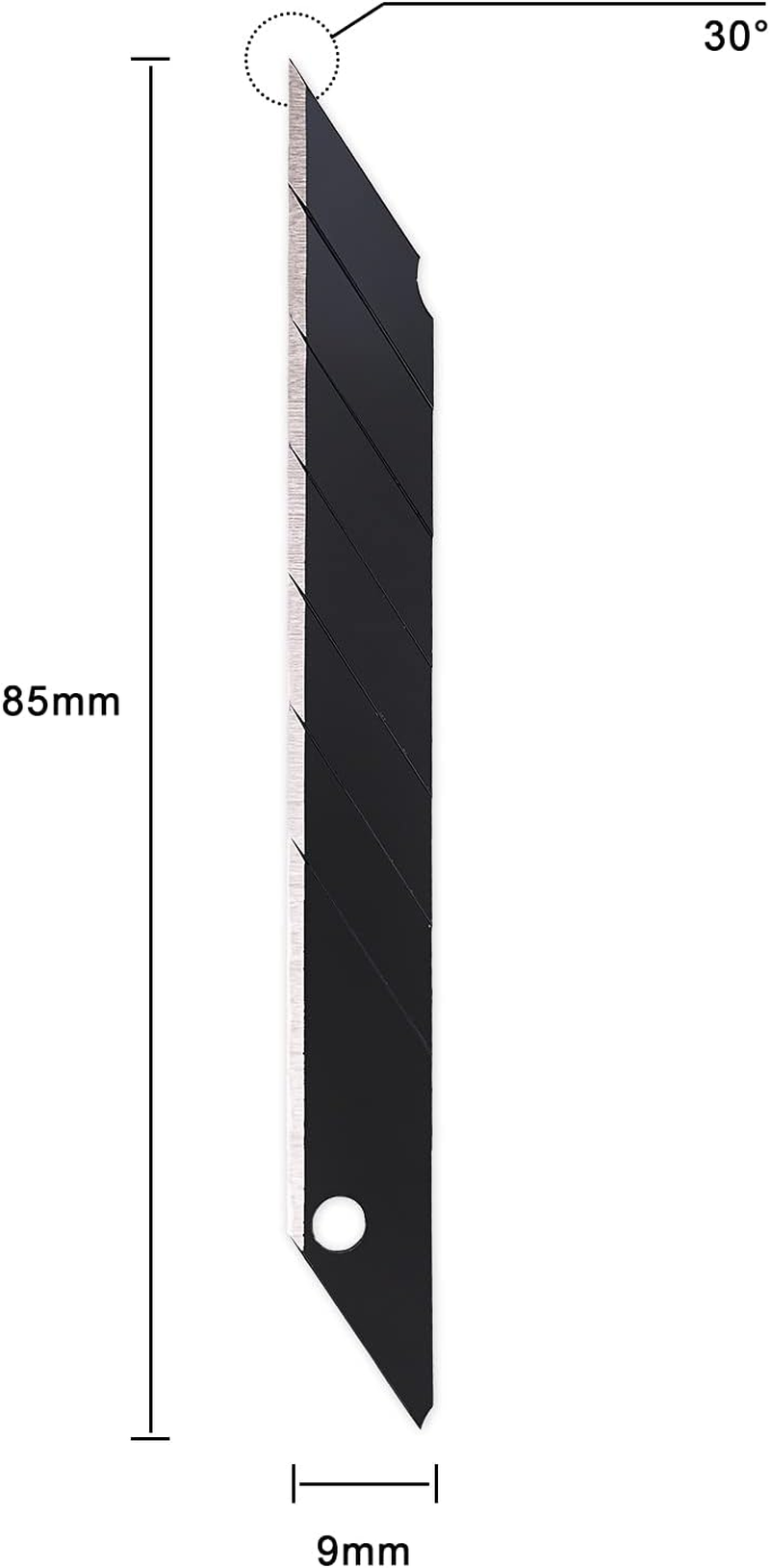 Gomake 9Mm Utility Knife Replacement Blades,30 Degree Snap off Carbon Steel Blades for Retractable Cutting Knives, Hobby, Craft Knife, Box Cutter 100Pcs-Black image number 1