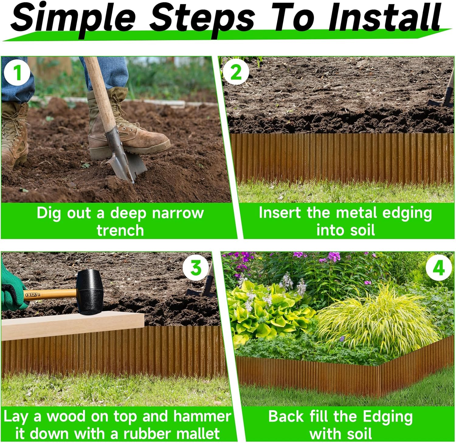 Corrugated Garden Edging,10"&times;20Ft Pre-Rusted Landscape Edging & Lawn Edging Border,Metal Garden Border for Flower Beds,Garden,Lawn,Raised Beds & Tree Surrounds image number 6