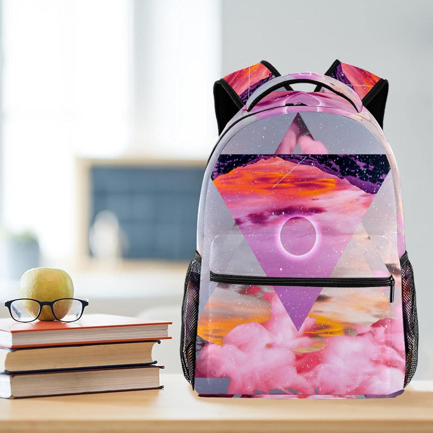 Geometric Shapes Backpack Students Shoulder Bags Travel Bag College School Tote Backpacks image number 1