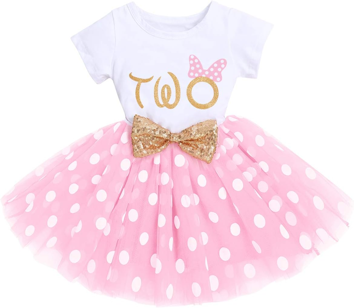 IMEKIS Baby Girls Mouse 1St 2Nd Birthday Dress Polka Dots Tulle Tutu Cake Smash Summer Party Photo Props