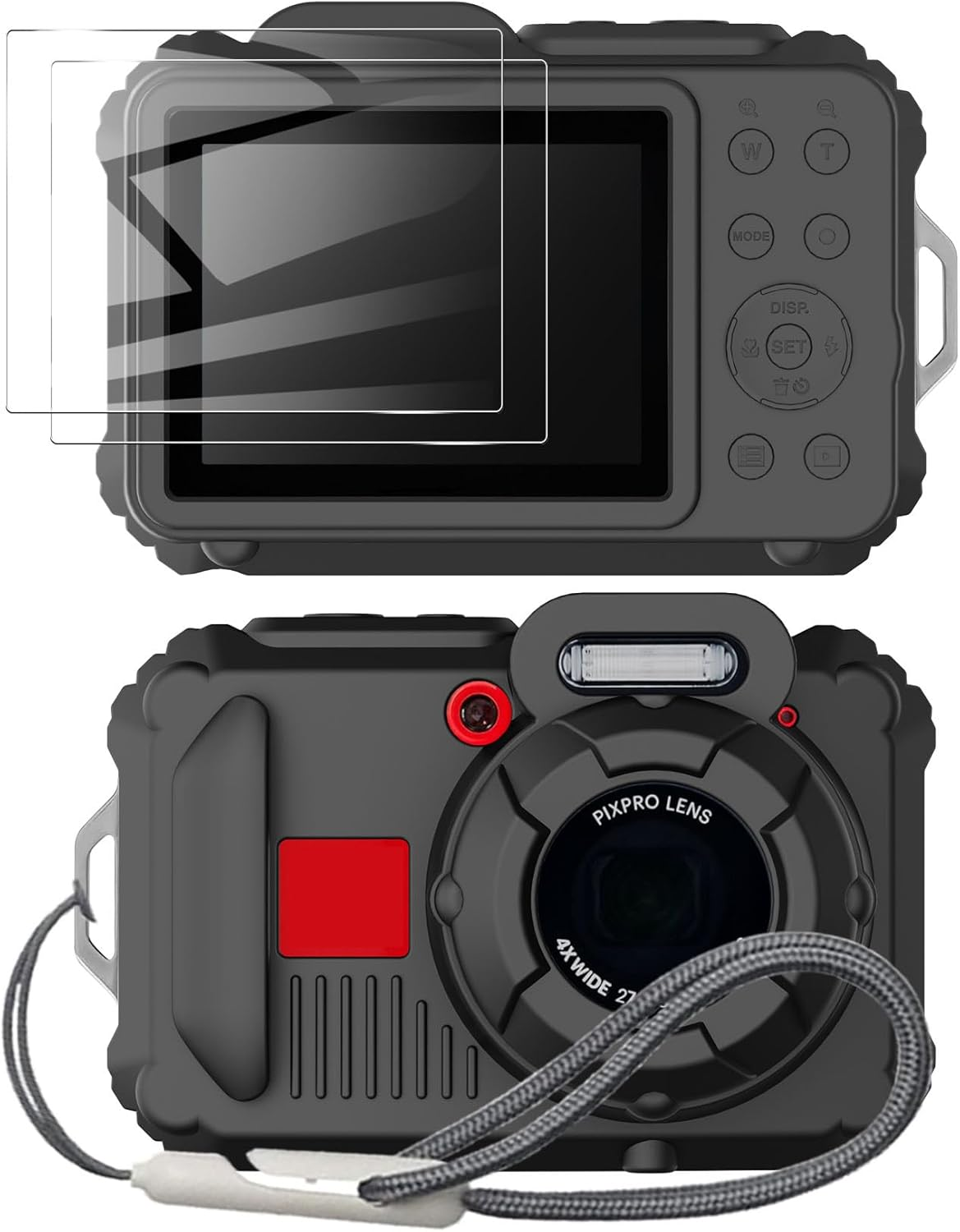 Tedubax Silicone Case for Pixpro Wpz2 Digital Camera with 2PCS Screen Protector and Lanyard - Pink