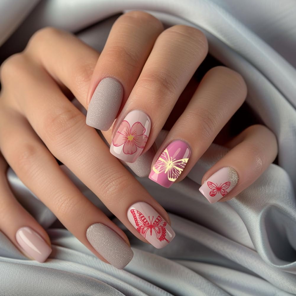 PH Pandahall 3Pcs Flower Leaves Nail Stamp Plates, Butterfly Nail Stamper Plant Nail Art Stencils Print Nail Stencils Stainless Steel Nail Picture Plate for Overlay Use, Nail Art Design image number 6