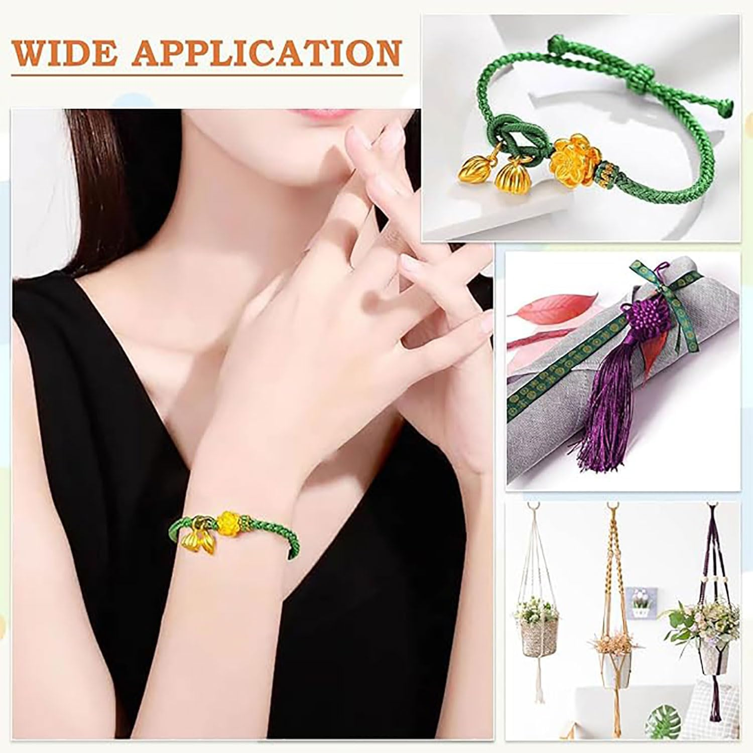 20Rolls Nylon String for Bracelets, 20Color 1000M Lanyard Beading String Thread, Silky Satin Cord, Wax String Bracelet Cord, Waxed Polyester Bracelet Rope for Kumihimo Macrame Jewelry Making image number 2