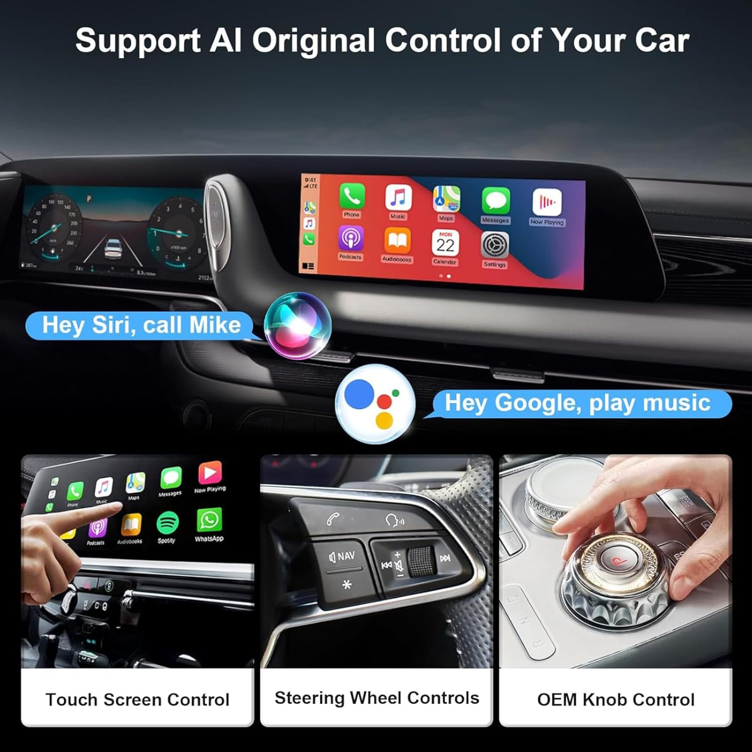 Zurligi 2 in 1 Wireless Carplay Adapter & Android Auto Adapter, 2025 Upgraded, Converts Wired to Wireless, Plug & Play, 5Ghz Wifi Auto Connect Compatible with OEM Wired Carplay & Android Cars (S) image number 5