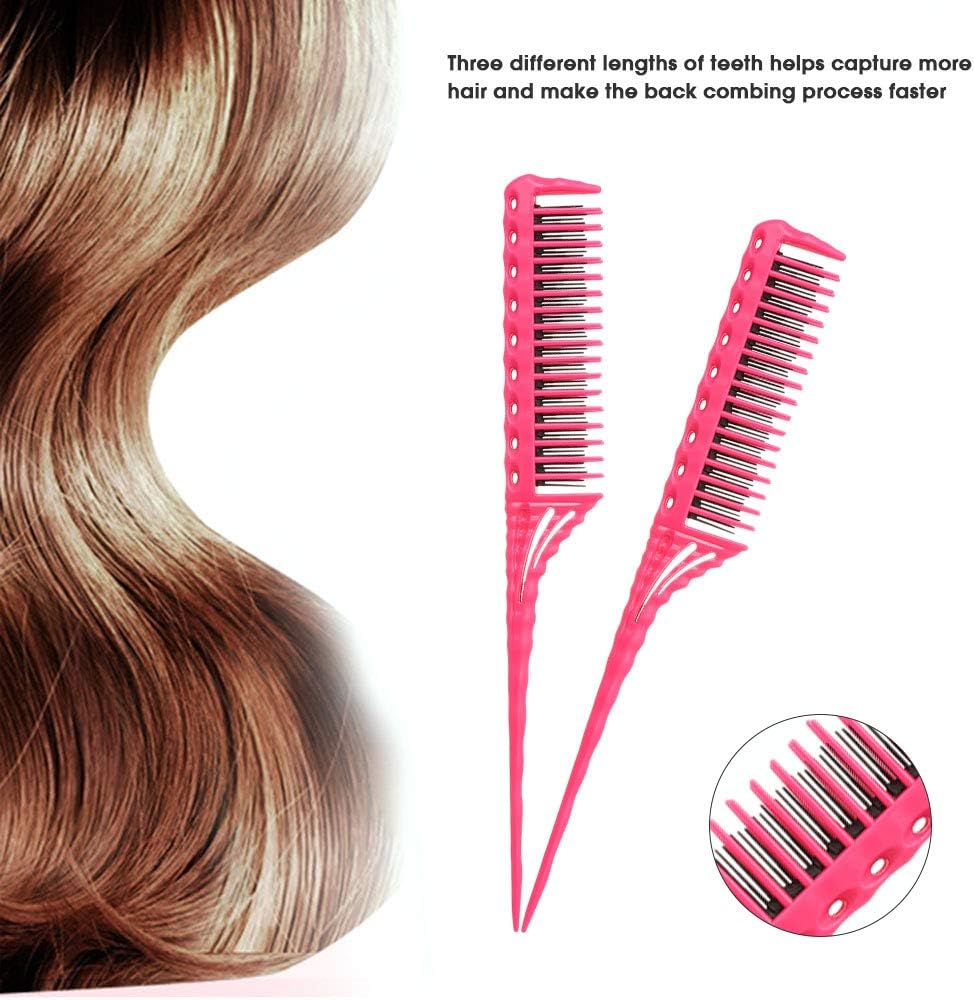 Yasao 3-Row Teeth Teasing Comb Detangling Brush Rat Tail Comb Adding Volume Back Coming Hairdressing Combs White image number 3