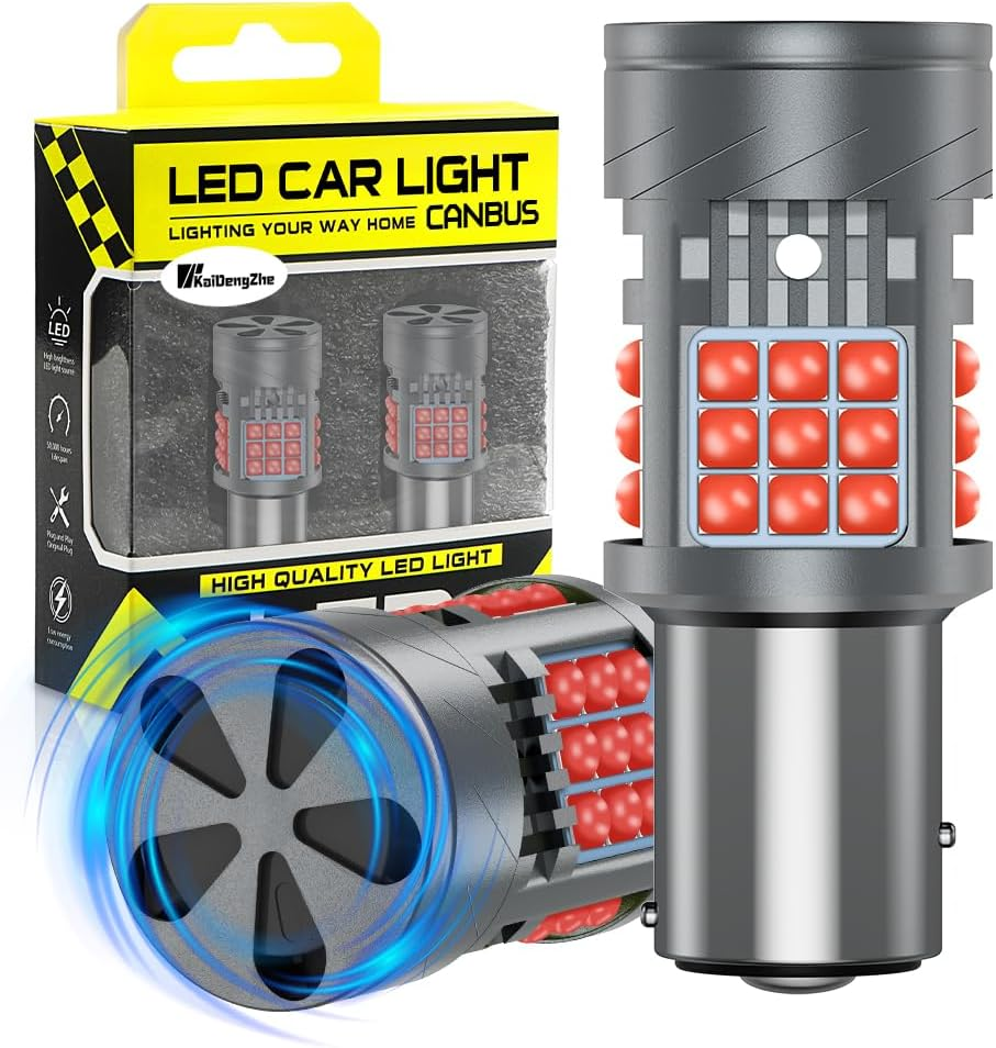 Kaidengzhe 7443 T20 LED Bulb with Cooling Fan, CANBUS Error Free 500% Brightness 3000LM White W21/5W 992 7443A LED for Back up Light Daytime Running Light Turn Signal Light Brake Light, 2PCS