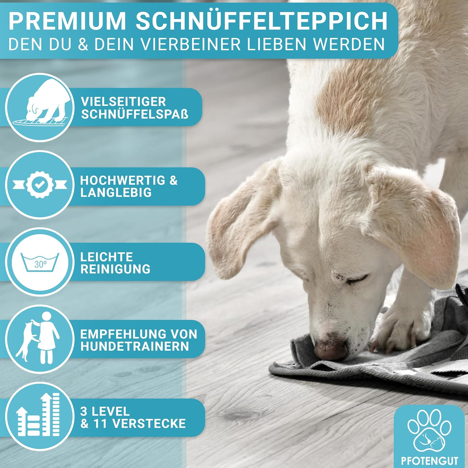 PFOTENGUT&reg; Interactive Sniffing Rug for Dogs - Intelligence Toy for Dogs - Sniffing Mat Dog - Dog Sense of Smell Training Mat - Dog Toy with 3 Levels - Sniffing Training Dog image number 3
